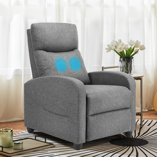 Recliner Massage Chair – Adjustable Fabric Sofa with Lumbar Support, Modern Padded Backrest for Living Room, Grey