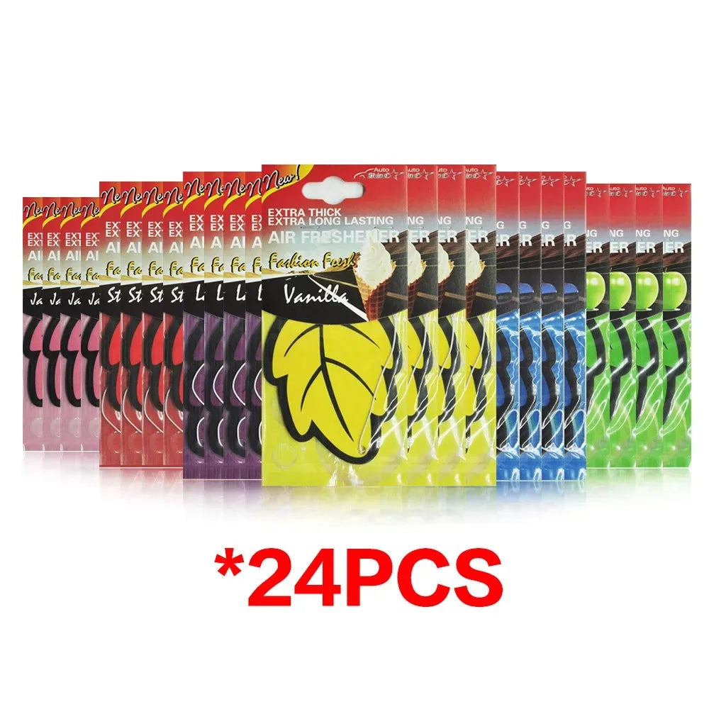 3-60PCS Car Air Fresheners — Natural Scented Tea Paper, Vanilla Fragrance, Leaf-Shaped Auto Interior Accessories