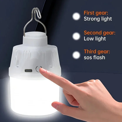 Portable LED Camping Light Bulb USB Rechargeable – 1/2/3/5/10PCS Outdoor Hanging Lamp with 3 Lighting Modes (White/Orange)