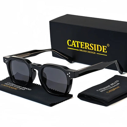 CATERSIDE Retro Punk Square Sunglasses – 2-Piece Fashion Set for Men & Women, Party & Festival Gift Glasses
