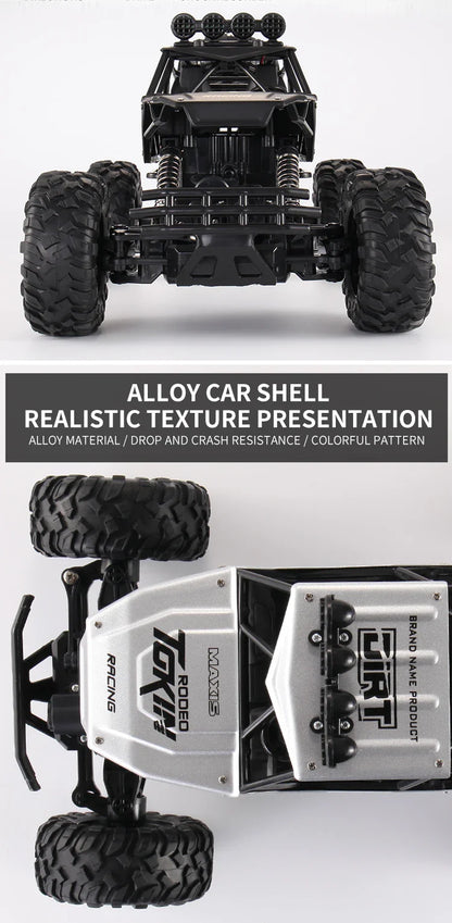 1:12/16 RC Off-Road Truck – 4WD Remote Control Car with Metal Shell & LED Lights for Kids