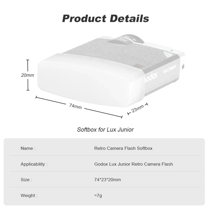 Godox Lux Junior Retro Speedlite — Flash with White, Yellow & Blue Diffuser Softbox