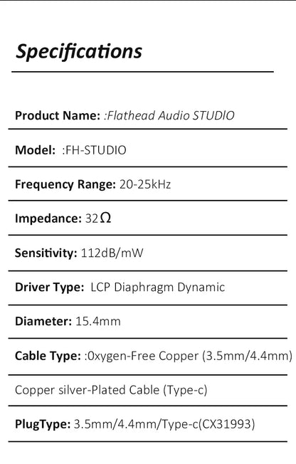 Guangda HIFI Flathead Studio Earbuds — Wired Hi-Res Earphones for Gaming & Music (3.5mm / 4.4mm / USB-C)