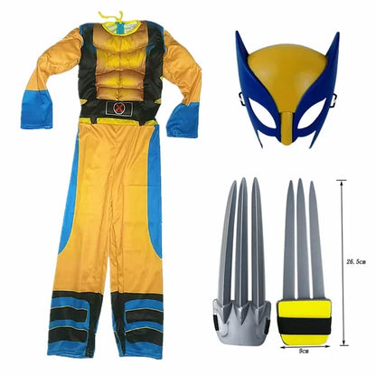 Kids Wolverine Cosplay Costume – Luxury Mask & Jumpsuit for Halloween, Christmas, New Year, Superhero Role Play