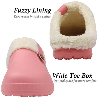 Bebealy Casual Women’s Garden Shoes & Warm Fluffy Men’s Waterproof Winter Slippers – Outdoor Antiskid Classic Leopard Design