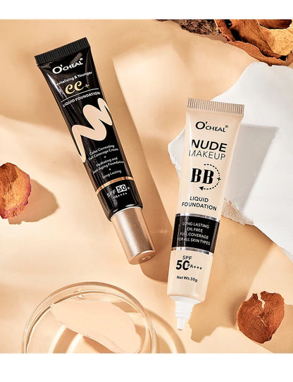 Ocheal 30g BB/CC Sunscreen Cream SPF 50/PA+++ – Anti-Aging, Long-Lasting Full Coverage Facial Foundation