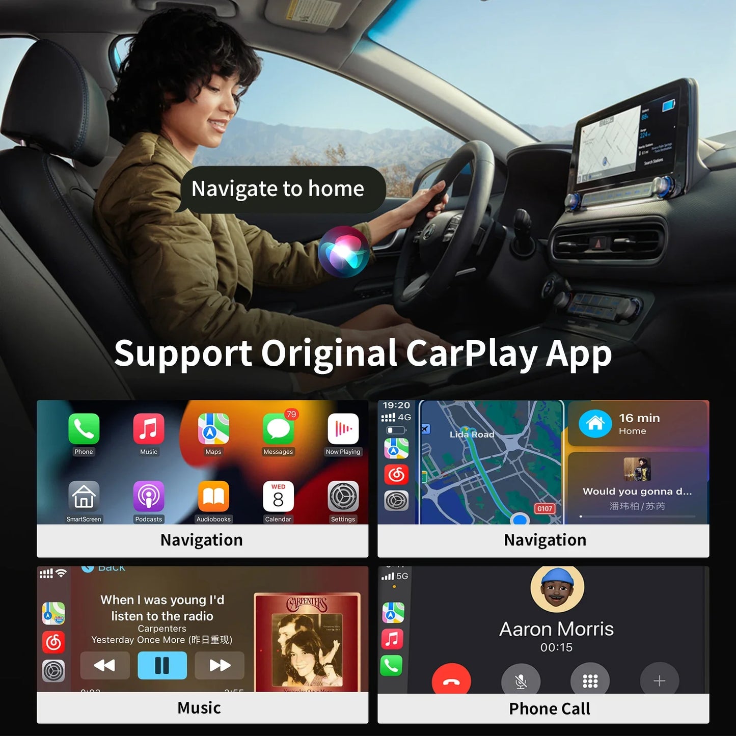 2025 360° Rotatable Wireless CarPlay & Android Auto Adapter — Mini Box, Plug & Play with Fast WiFi Connection