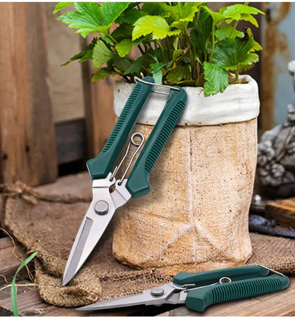 Straight-Head Pruning Shears - Stainless Steel Garden Scissors with Non-Slip Handle