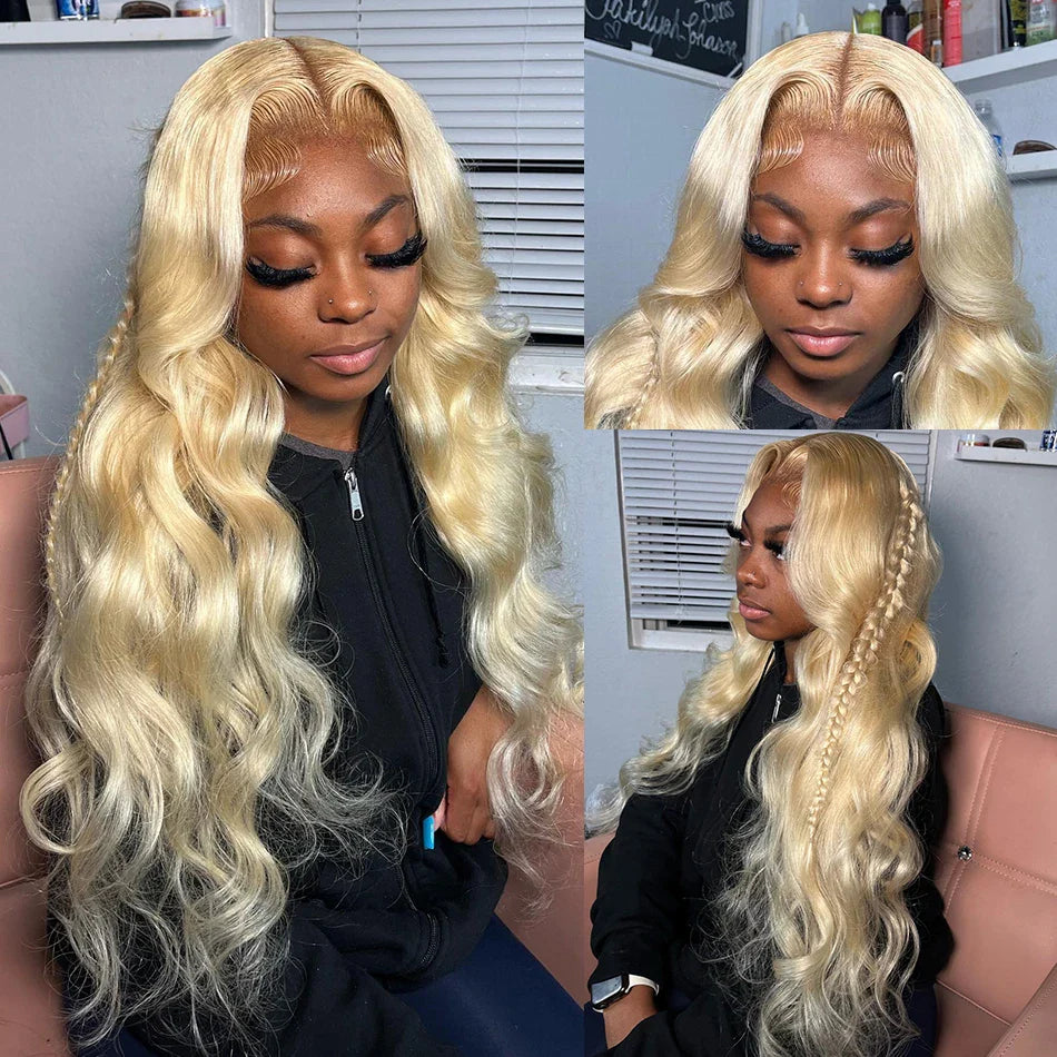Melodie 34 Inch 613 Honey Blonde Color Wig - HD Transparent Body Wave 13x6 Frontal Human Hair Wig for Women, 13x4 Lace Front Wig