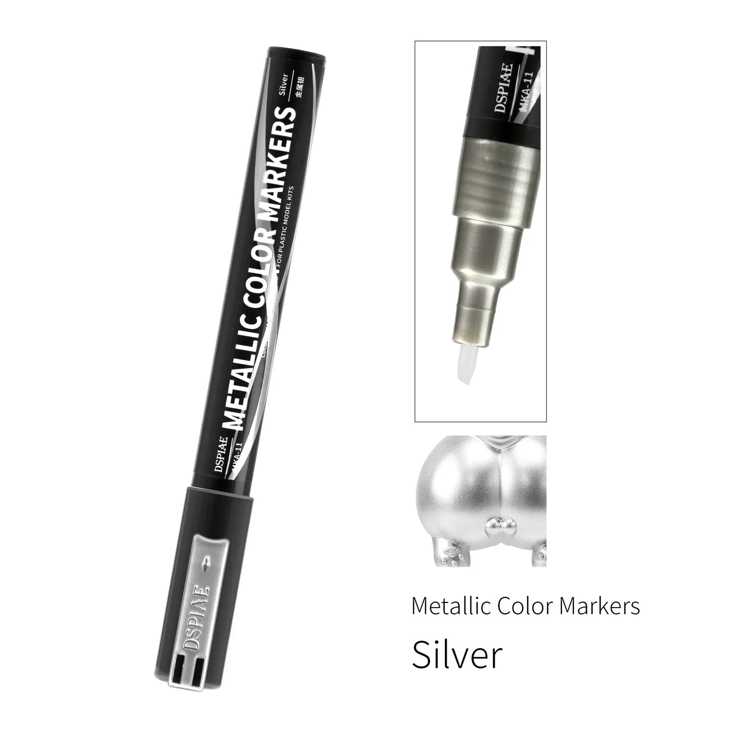 DSPIAE MKA Metallic Brush Marker Pen Set – Eco-Friendly Water-Based Soft Tip Paint Pens (Pink, Orange, Red, Blue, Green, Silver, Gold)