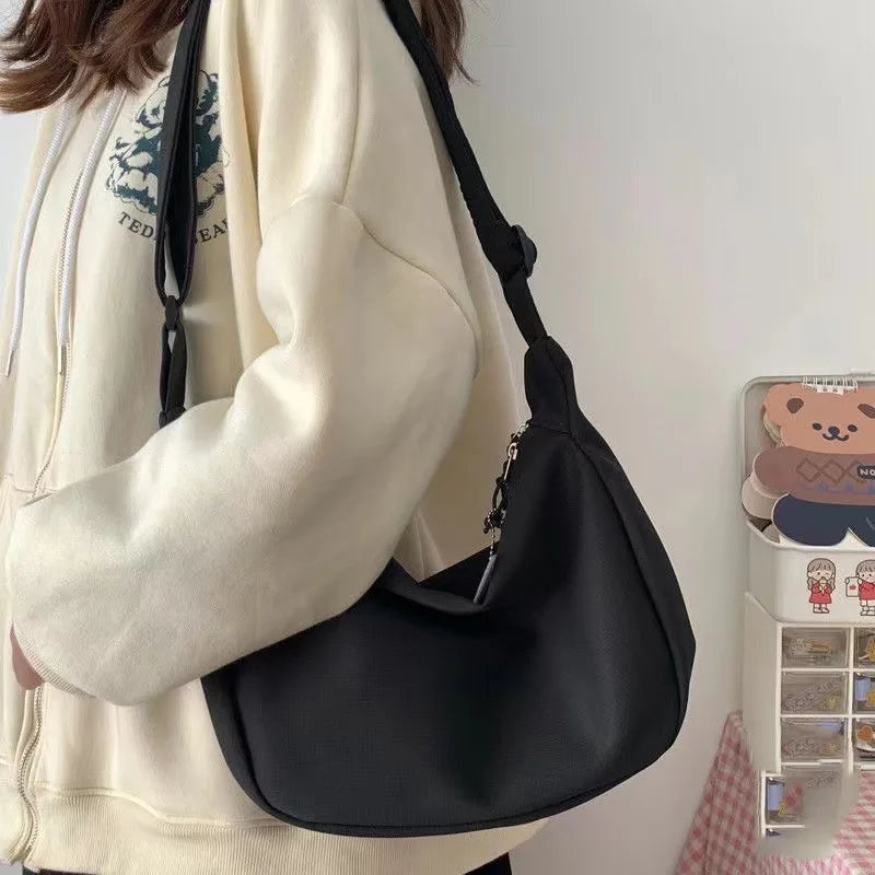 Women’s Solid Harajuku Shoulder Bag – Large Capacity Multifunction Crossbody Handbag for Teens & Everyday Use