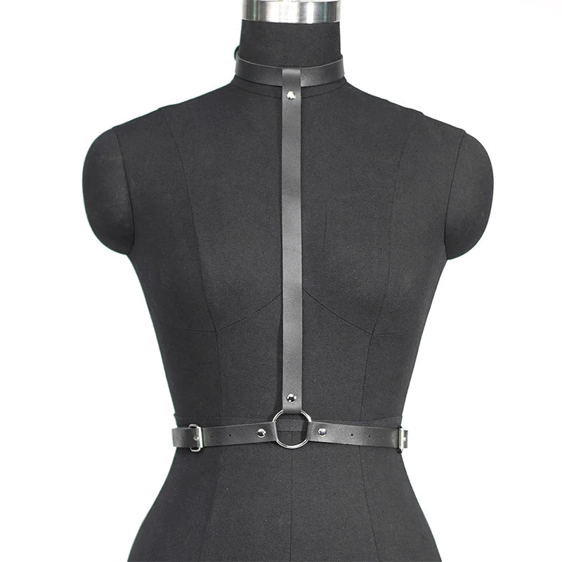 Women's PU Leather Harness Belt – Gothic Body Harness Garter Strap Corset Style Fashion Accessory