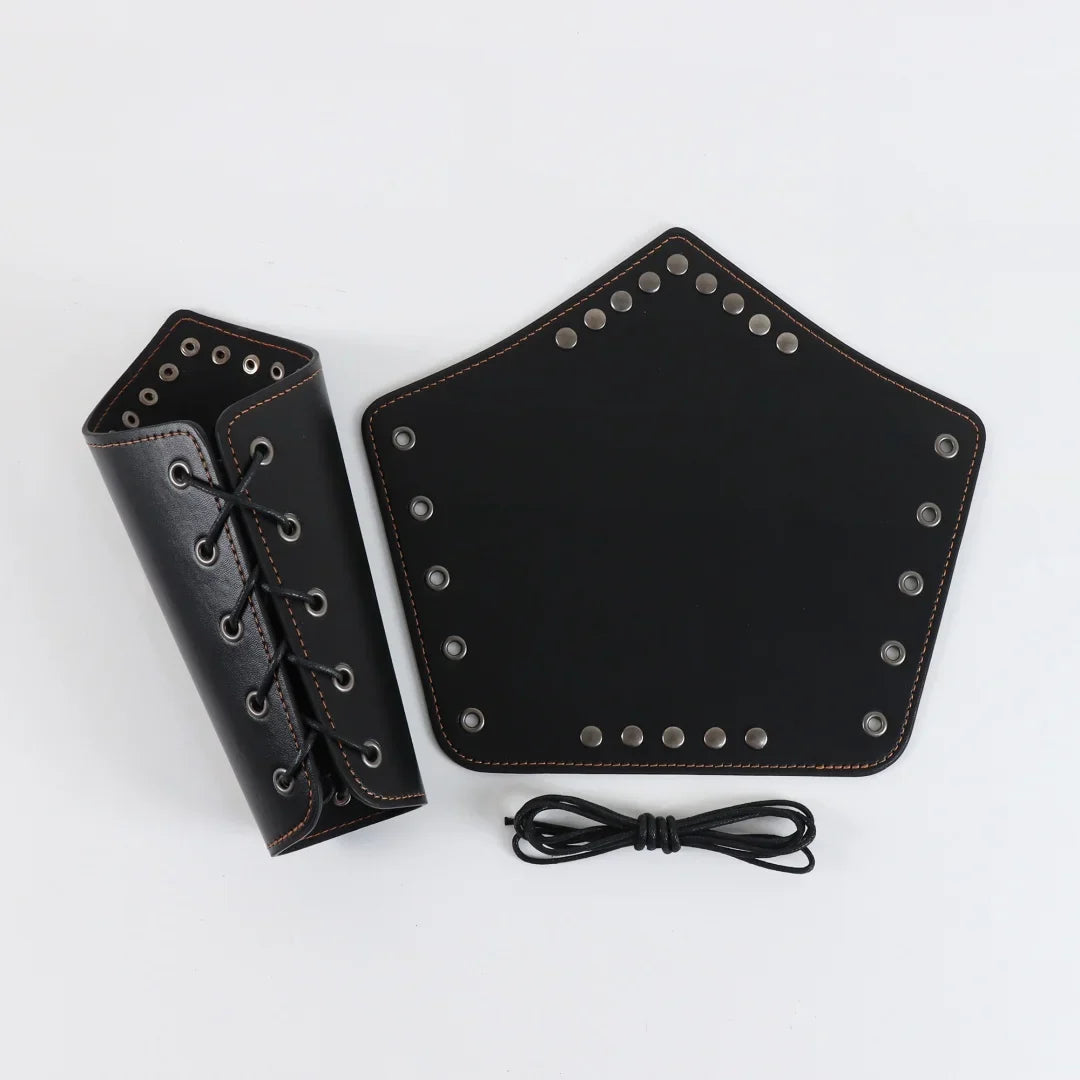 Men’s Medieval Knight Costume Accessories – Hooded Cloak, Scarf, Belt & Wrist Guard for Halloween Cosplay