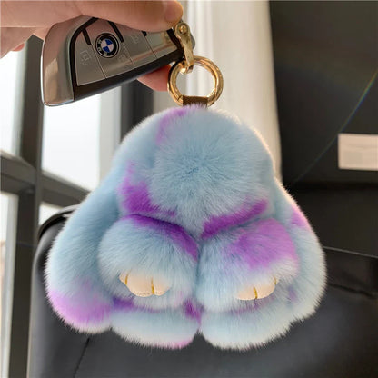 10cm Cute Plush Bunny Keychain – Women’s Fur Pom Pom Angel Rabbit Bag Charm & Toy Pendant for Girls