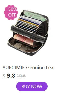 YUECIMIE Super Slim Leather Wallet – Genuine Mini Credit Card Holder, Thin Soft Purse for Men