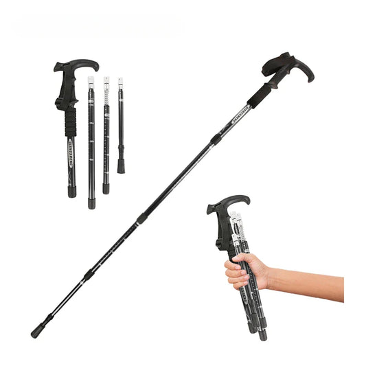 Outdoor Folding Trekking Pole – 4-Section Lightweight Telescopic Walking Stick for Hiking, Camping & Climbing