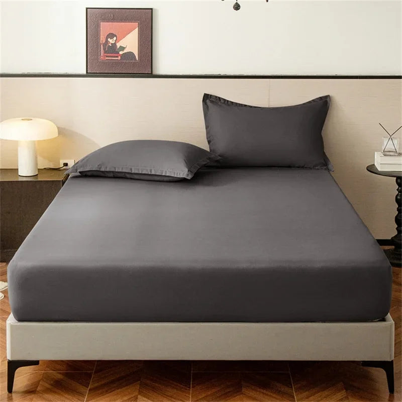 Soft Elastic Fitted Bedsheet with Deep Pocket Band – Twin/Full/Queen/King Size Bed Linen Cover (No Pillowcase)