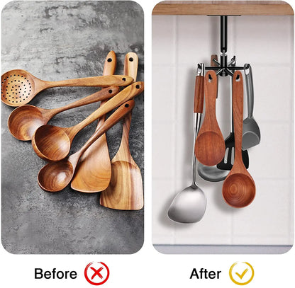 1/2PCS 360° Swivel Kitchen & Bathroom Hooks — Multifunctional Wall/Door Rack for Spoon & Storage Accessories