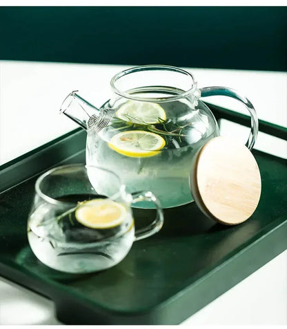 1.8L Transparent Borosilicate Glass Teapot – Heat-Resistant Large Clear Tea Pot for Puer, Flower Tea, Office & Home