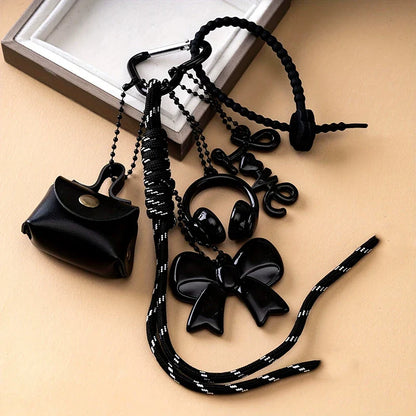 PU Leather Braided Rope Keychain - Maillard Style Car Keyring & Love Bag Charm