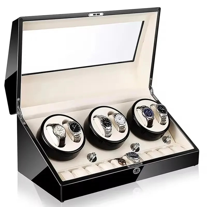 Luxury Rotatable Watch Winder Box – LED 13-Slot Display Case with Lock for 7+6 Watches