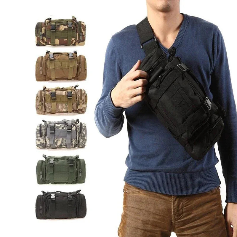 Molle Duffel Waist Bag - Waterproof Fanny Pack, EDC Utility Pouch, Camera Bag with Shoulder Strap and Hand Carry