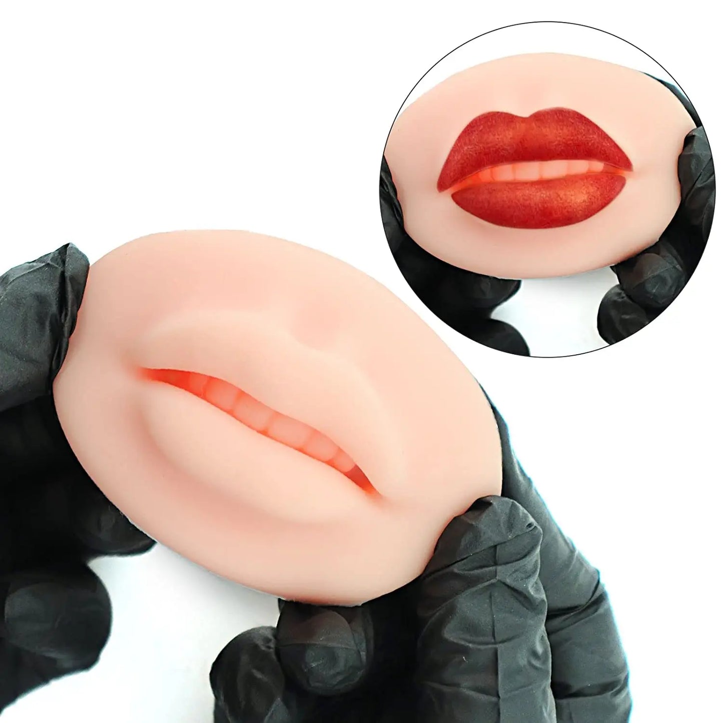Soft Silicone Ear Nose Mouth Practice Model – Tattoo & Piercing Jewelry Display Stand with Acrylic Earring Holder Kit for Training & Showcase