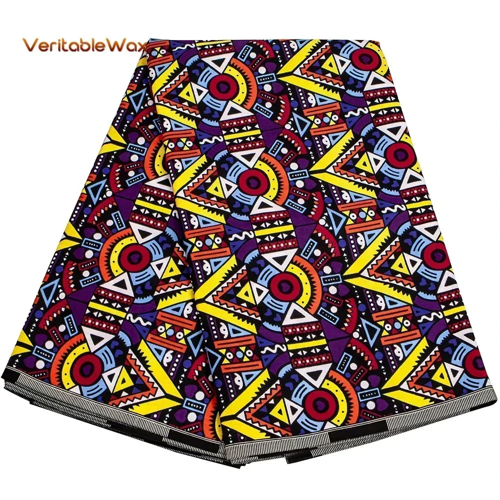 African Ankara Wax Print Fabric - 100% Cotton Real Wax African Patchwork Material for Dresses A-29