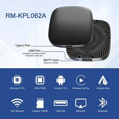 2025 CarPlay Smart AI Box — Wireless Android CarPlay & Android Auto Adapter with Netflix, YouTube & 5G WiFi