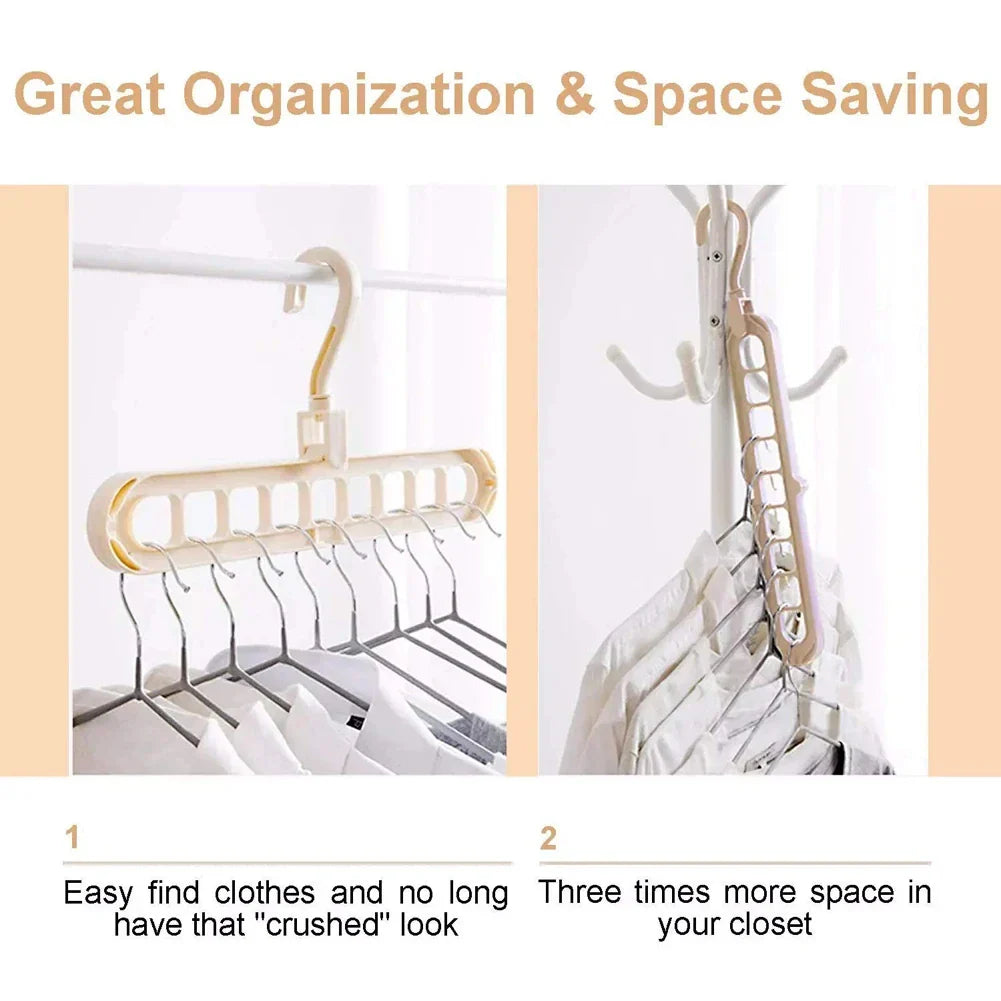 9-Hole Multi-Function Clothes Hanger Organizer – Space-Saving Folding Magic Rack for Scarves & Clothes