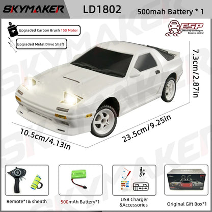 1:18 Skymaker AE86 & RX-7 FC RC Drift Cars with 2.4G Remote, ESP Gyroscope & LED Lights – Mini Racing Toy Cars