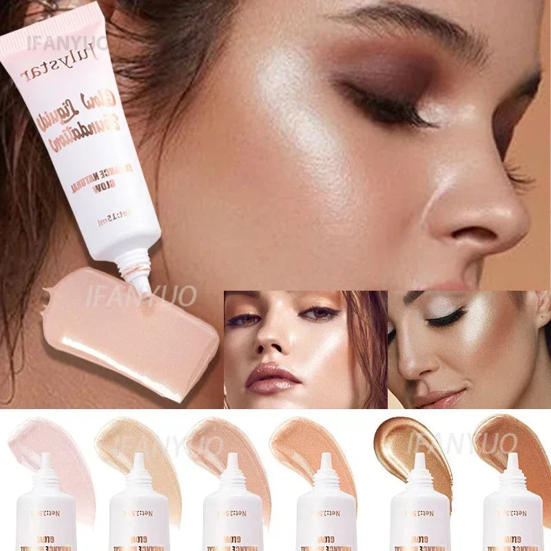 Liquid Pearlescent Foundation & High Coverage Concealer — Waterproof 3D Contour Shadow Brightening Face & Body Highlighter