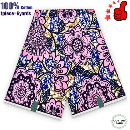 African Real Wax Print Fabric - 100% Cotton Ghana Nigeria Style Ankara Batik Sewing Material