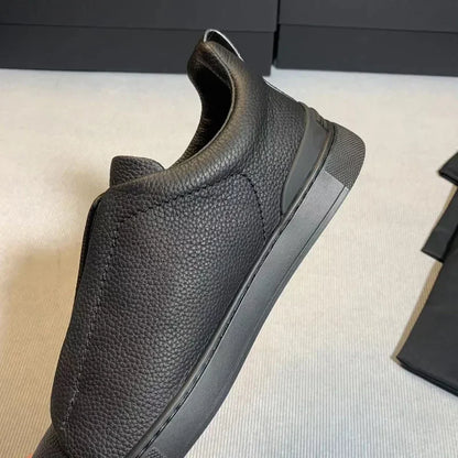 Men's Summer Casual Shoes — Top Layer Cow Leather, Breathable Luxury Deer Skin Slip-On Sneakers