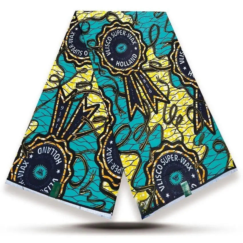 Original African Wax Print Fabric - 6 Yards Soft 100% Cotton Nigerian Ankara Pagne Batik Material