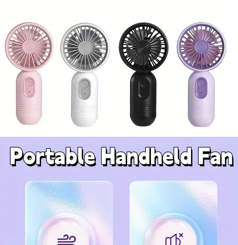 Mini Handheld USB Fan – 3-Speed Strong Wind Portable Desk Fan, Rechargeable for Students, Office, Outdoor, Travel, and Camping
