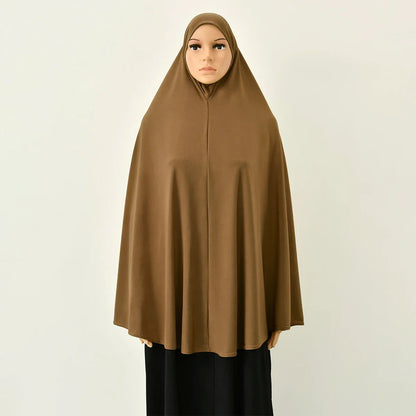 Women’s Full Cover Muslim Abaya – Solid Color Cotton Hemp Inner Hijab & Long Shawl Ramadan Prayer Dress