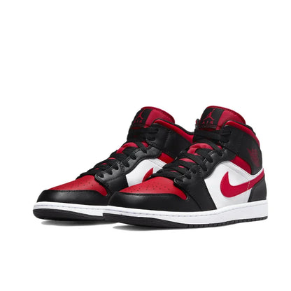 Nike Air Jordan 1 Mid – Original Retro Basketball Sneakers for Men | Classic Black & Red Colorway