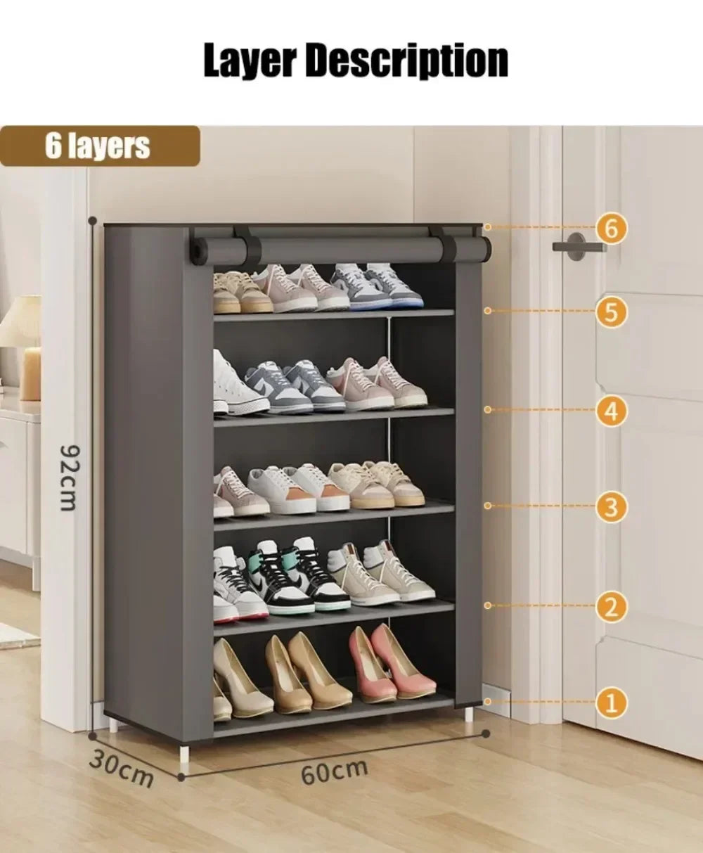 Multilayer Dustproof Shoe Storage Rack – Space-Saving Nonwoven Shoe Cabinet & Organizer for Home Furniture