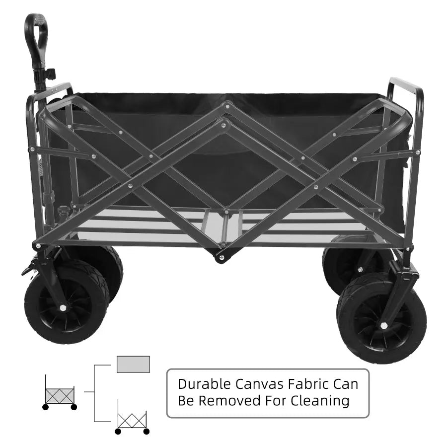 500lbs Heavy Duty Foldable Wagon — Portable Outdoor Utility Cart, Collapsible Shopping, Beach & Garden Pull Trolley