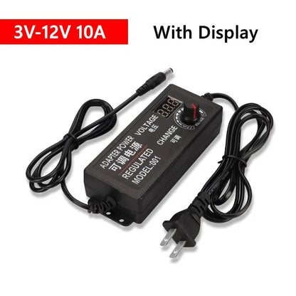 Adjustable AC DC Power Supply Adapter - 3V 9V 12V 24V 36V Voltage Converter with Multiple Amp Options & Plug Set
