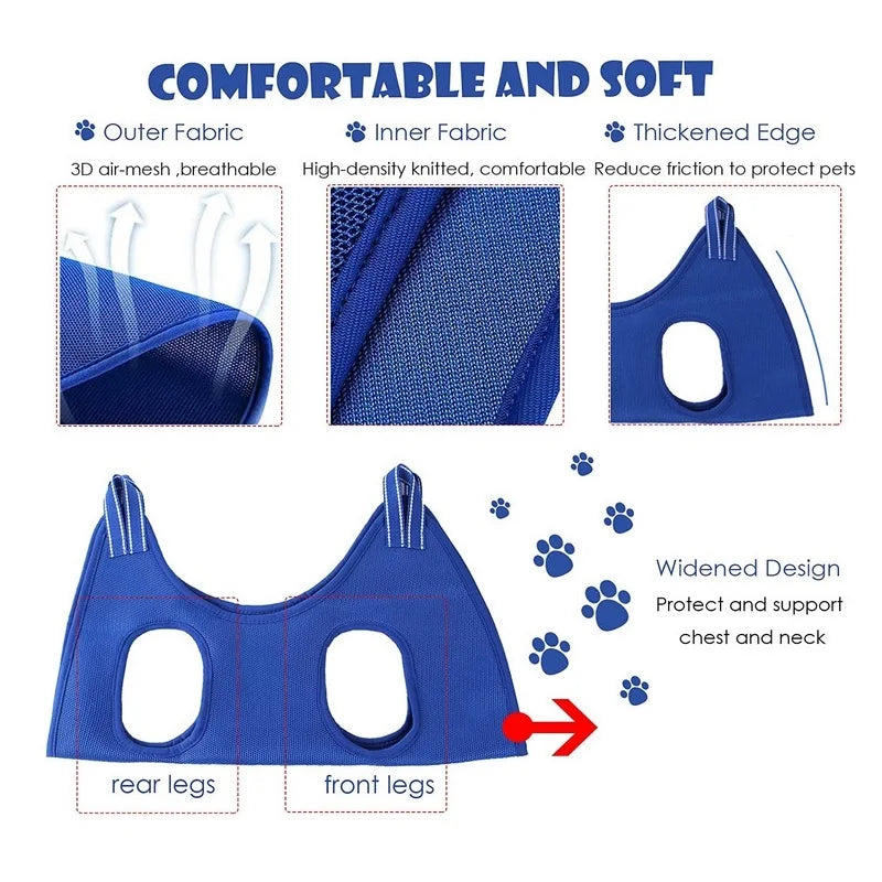 Pet Grooming Hammock : Fixed Bath Bag for Dogs and Cats - Anti-Scratch Nail Cutting, Trimming Restraint, Cat Beauty Hanging Supplies
