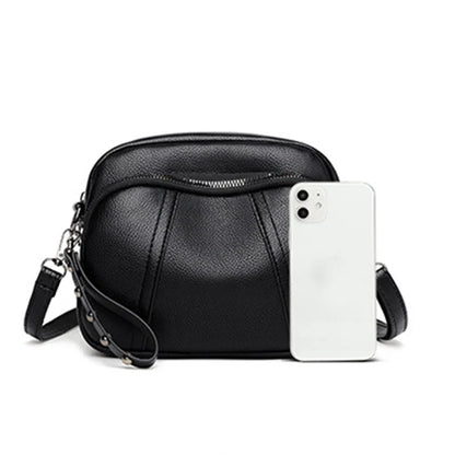 Women's Rivet Zipper Crossbody Bag – Solid Color Soft Leather Mobile Phone Shoulder Purse