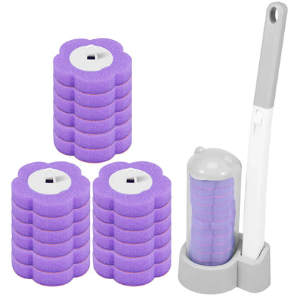 18/36Pcs Disposable Toilet Brush Kit - Wall-Mounted Bathroom Cleaning Tool with Long Handle & Refill WC Accessories