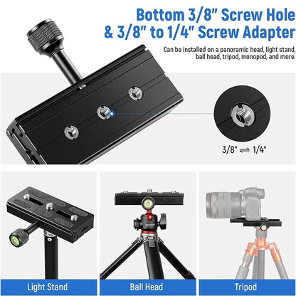 BEXIN QR120 Quick Release Camera Clamp – Arca-Swiss Tripod Mount Long Plate Lens Support Bracket Adapter Clip