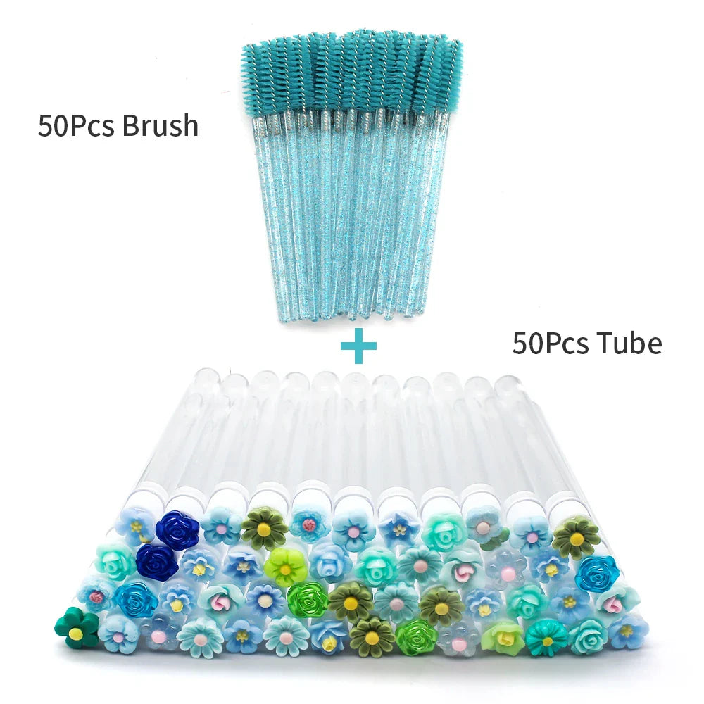 10/50PCS Reusable Eyelash & Eyebrow Brush Tubes — Replaceable Dust-Proof Wands Storage & Makeup Tool
