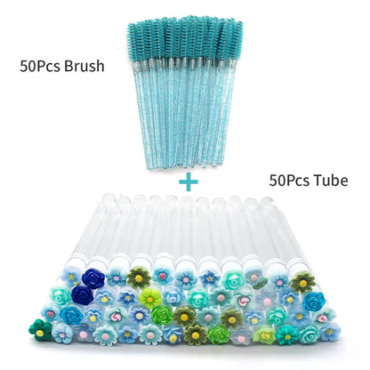 10/50PCS Reusable Eyelash & Eyebrow Brush Tubes — Replaceable Dust-Proof Wands Storage & Makeup Tool