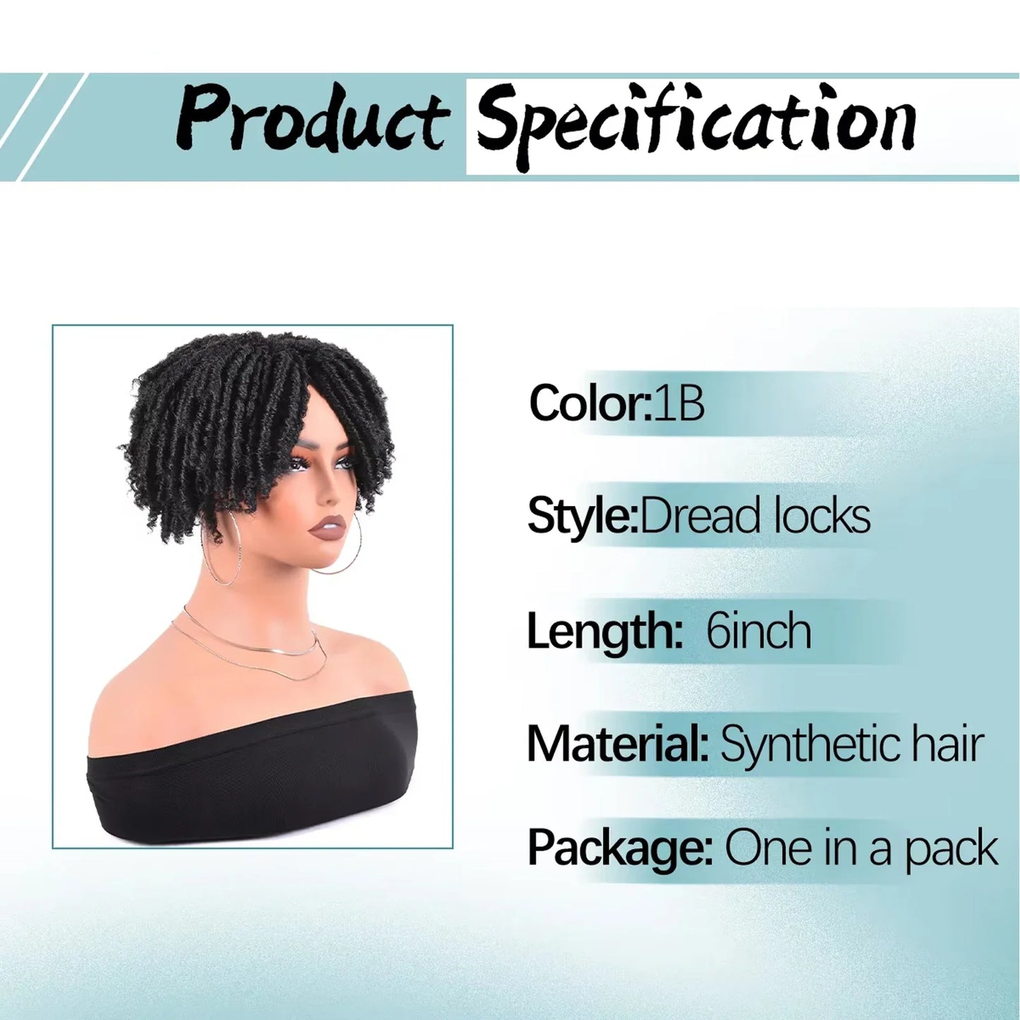 Short Crochet Synthetic Wig with Clips – Afro Braided Half Dreadlock Hair Extensions for Men & Women