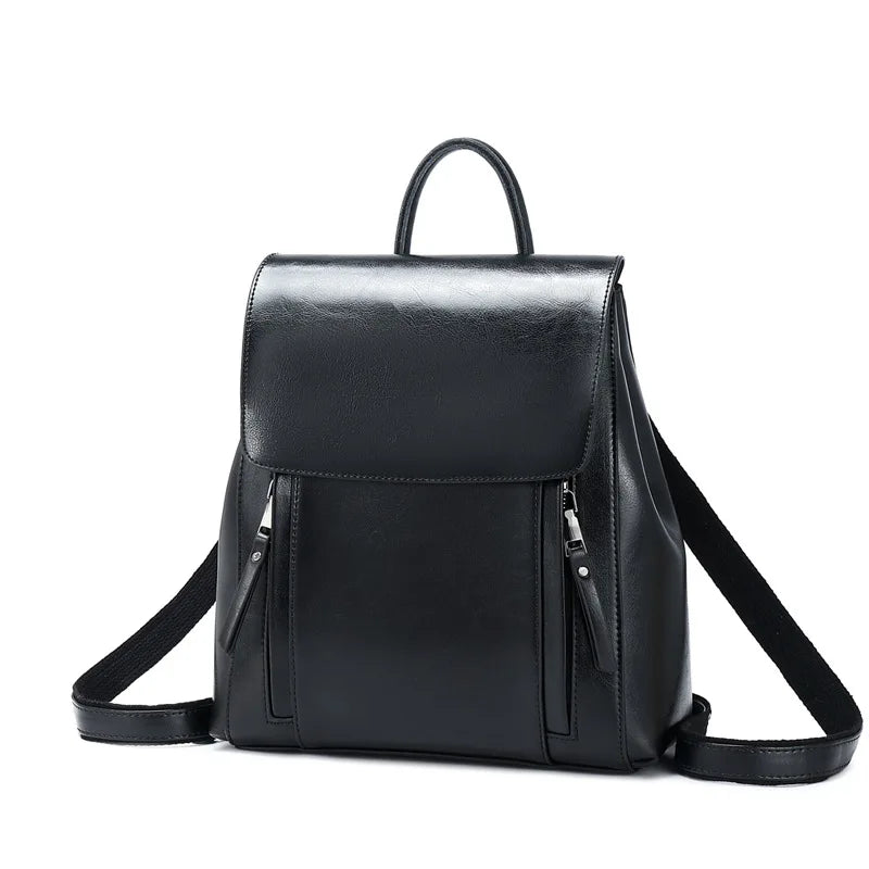 Women's Genuine Leather Backpack - Crossbody Shoulder Bag, School Bag, Laptop Rucksack, and Messenger Bag for Girls