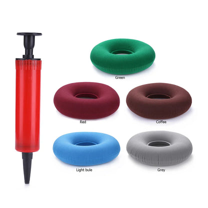 35cm Inflatable Hip Support Cushion – Medical Hemorrhoid Donut Seat Pad with Pump, Anti-Bedsore Round Massage Pillow